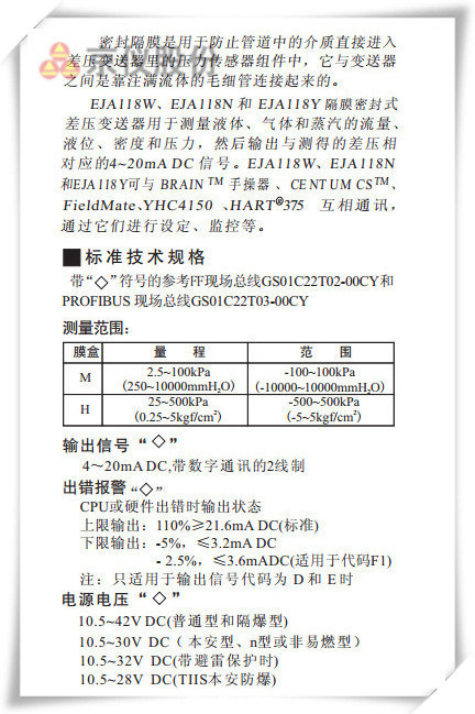 EJA118W、EJA118N和 EJA118Y型